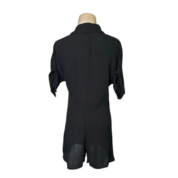 Nasty Gal black short cuffed sleeves buttoned romper size 4 - Picture 2 of 10